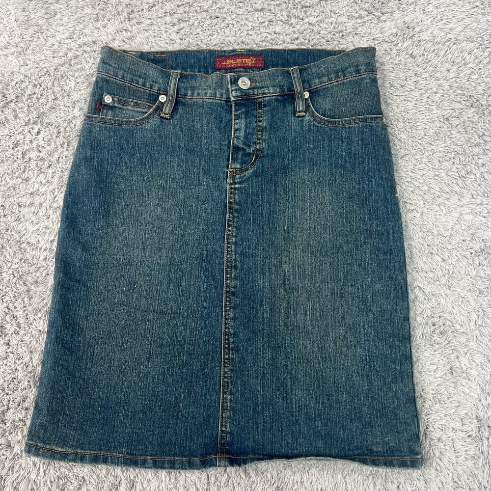 Jalate Denim Skirt Size 1 Blue Medium Wash Pencil 20" Stretch Five Pocket